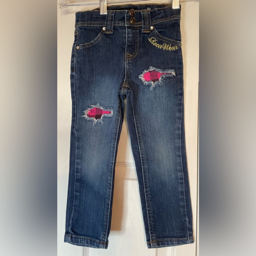 Vintage Girls Rocawear Pink Plaid Jeans Size 3T